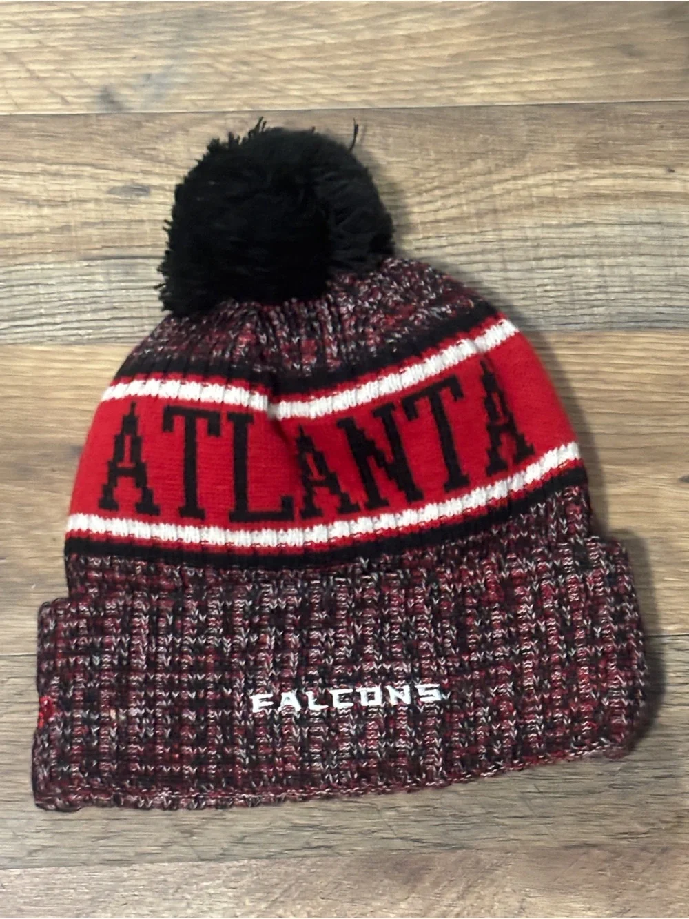 NFL Atlanta Falcons Red and Black Pom Knit Beanie - Kids